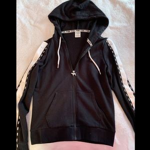 VictoriaSecret pink zip up hoodie w button sleeves